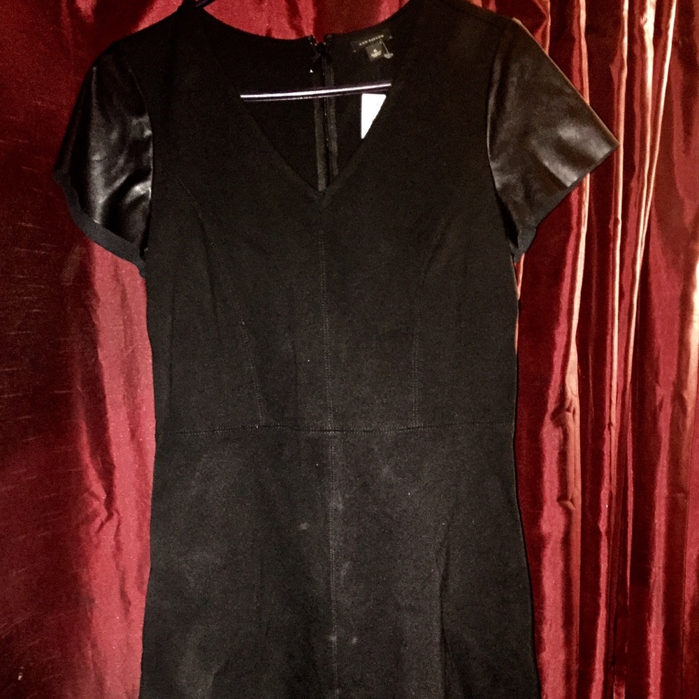 Ann Taylor dress with vegan leather sleeves